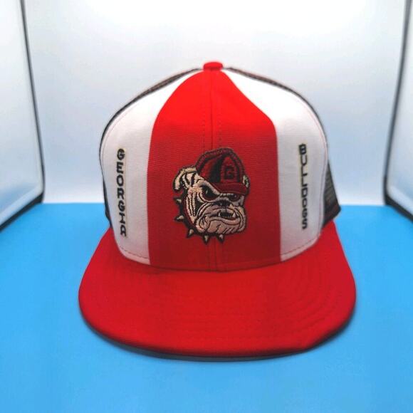 Vintage Lucky Stripes Georgia Bulldogs Trucker Snapback Hat Large Soft Brim - Picture 1 of 7